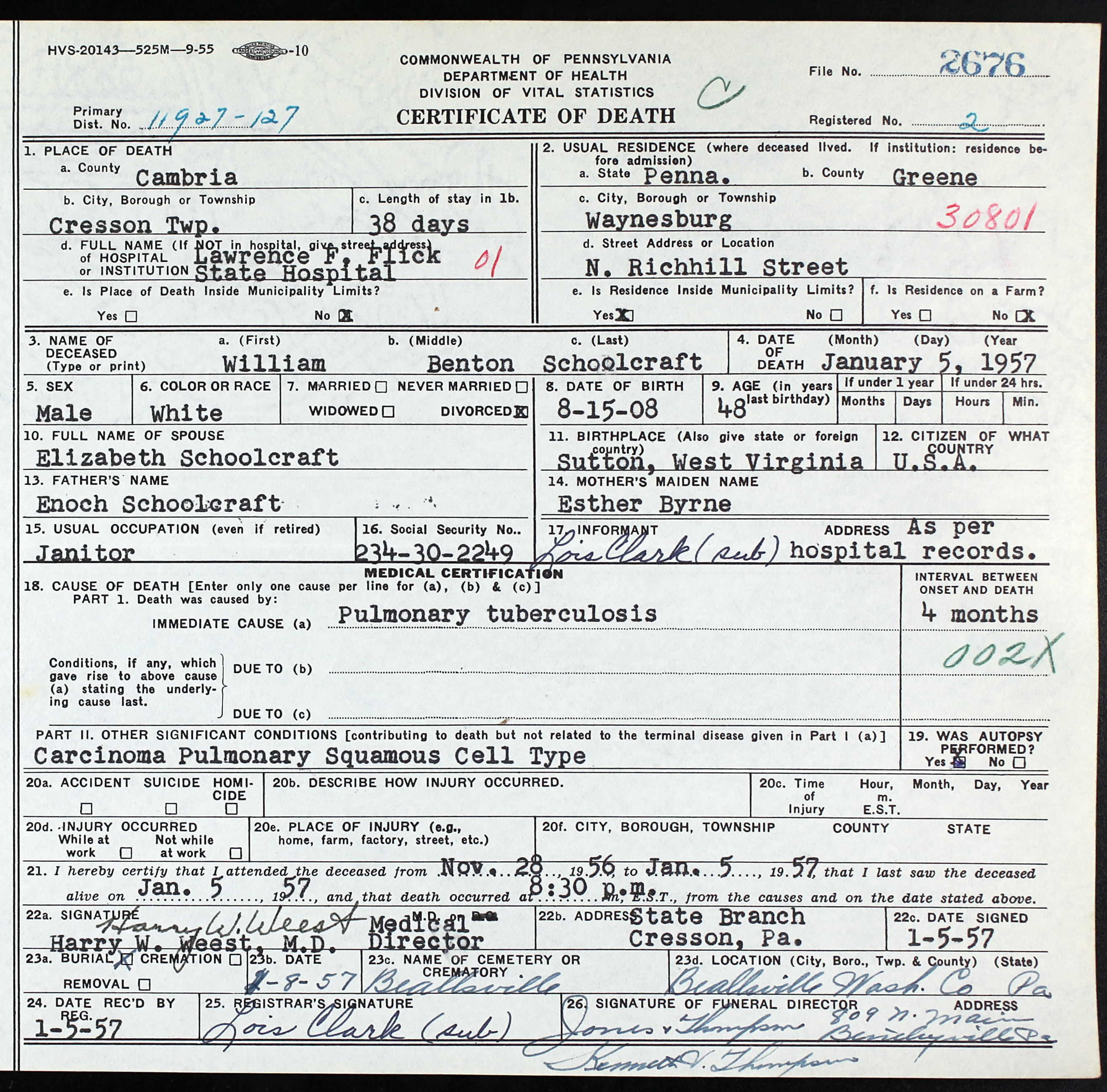 death certificate